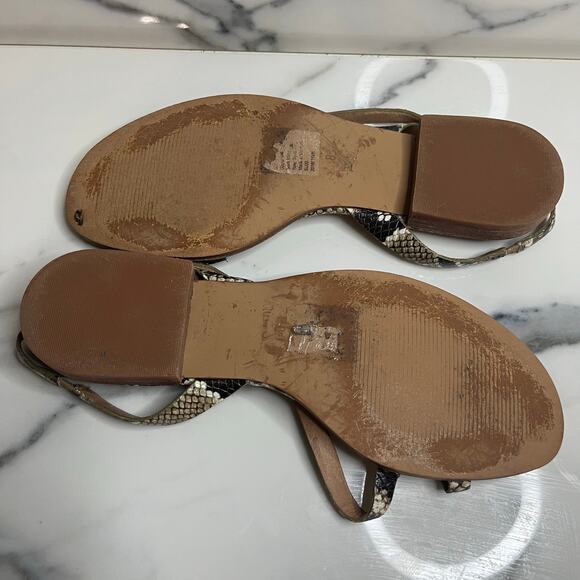 Madewell Women's Reptile Leather Slingback Strappy Sandals Sz 8 Closet Staple - Picture 2 of 2